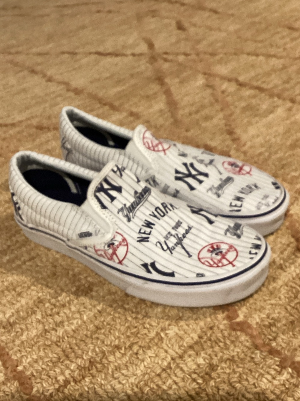 Vans White Navy Red New York Yankees Slip-On Loafers